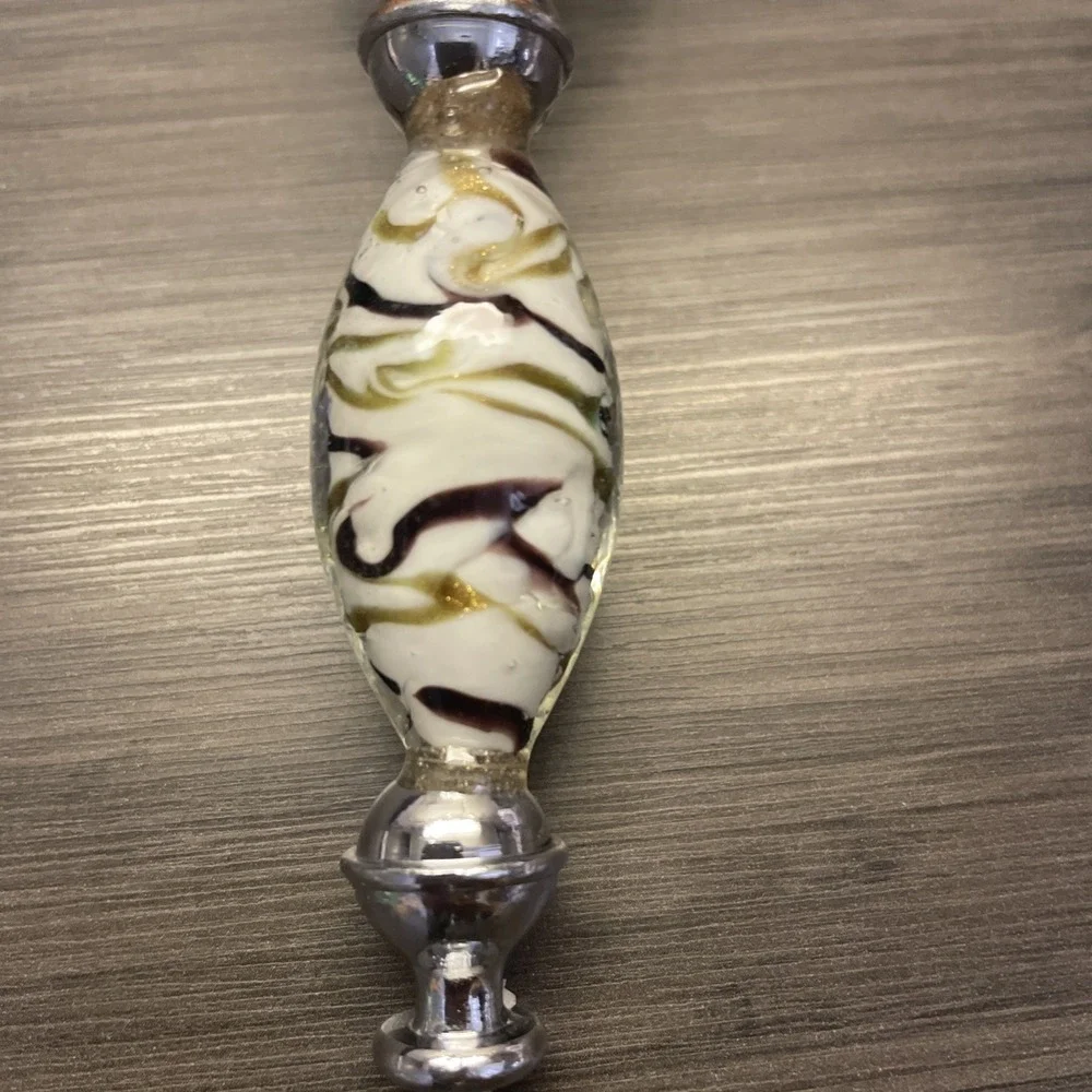 Bottle Opener With White Glass Handle Purple‎ And Gold Swirls
